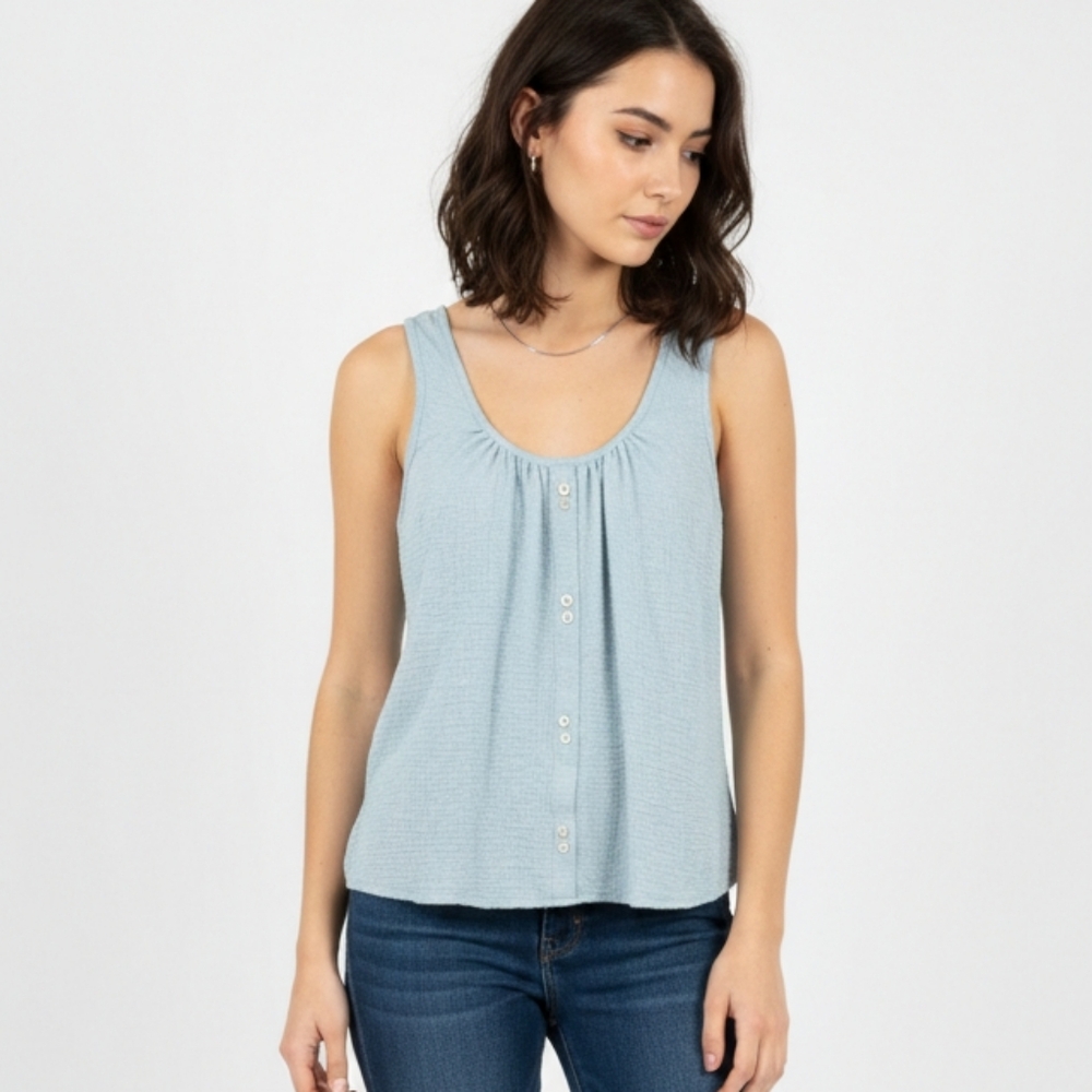 NWT Peace & Pearls Blue Boho Coquette Minimalist Tank S